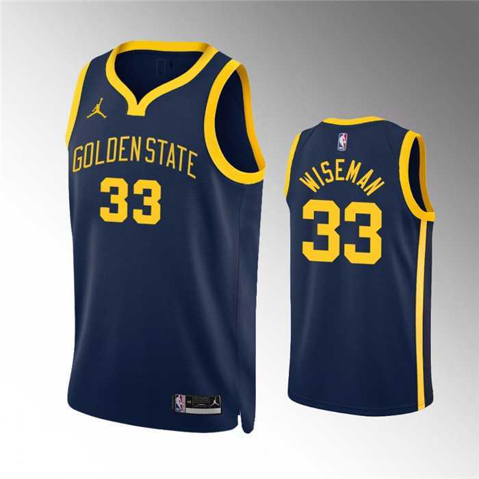 Mens Golden State Warriors #33 James Wiseman Navy Statement EditionStitched Jersey Dzhi